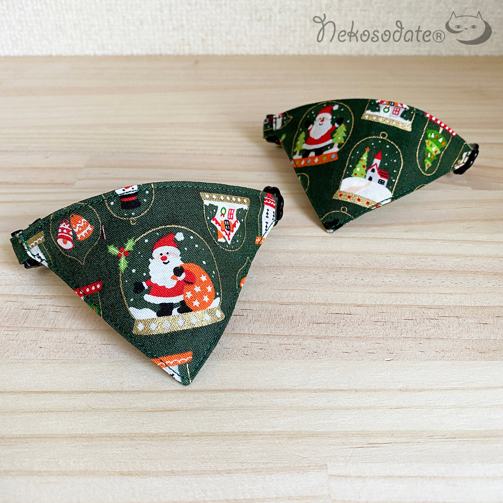 [Snow globe pattern green] Serious collar, conspicuous bandana style / selectable adjuster