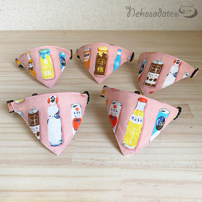 [Delicious drink pattern pink] Serious collar, conspicuous bandana style / selectable adjuster