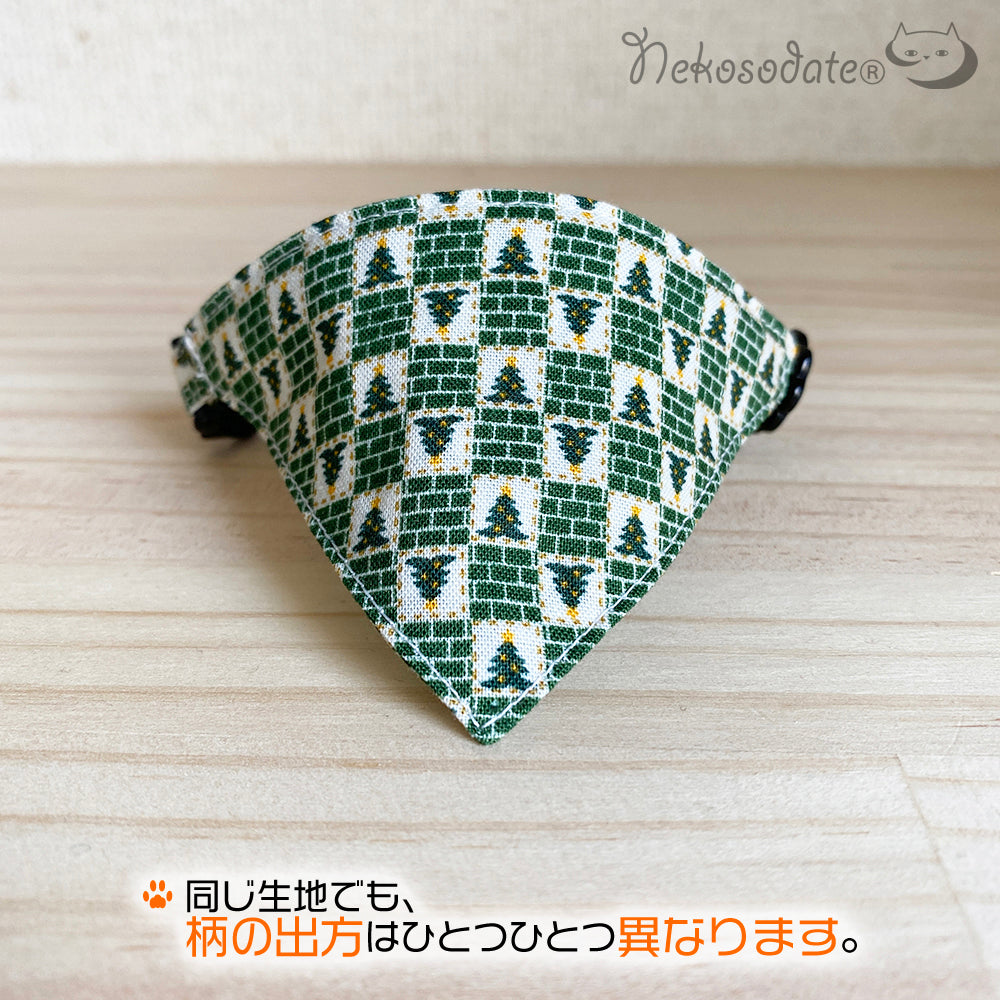 [Block tree pattern green] Serious collar, conspicuous bandana style / selectable adjuster
