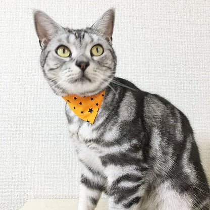 [Halloween star pattern yellow] Serious collar, conspicuous bandana style / selectable adjuster cat collar