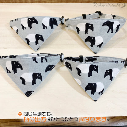 【野球ボール柄】まじめな首輪・目立つバンダナ風 マジックテープ 猫首輪