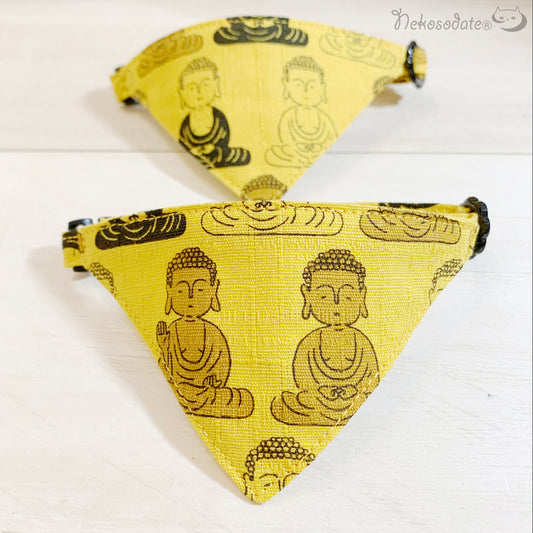 [Big Buddha pattern] Serious collar, conspicuous bandana style / selectable adjuster cat collar