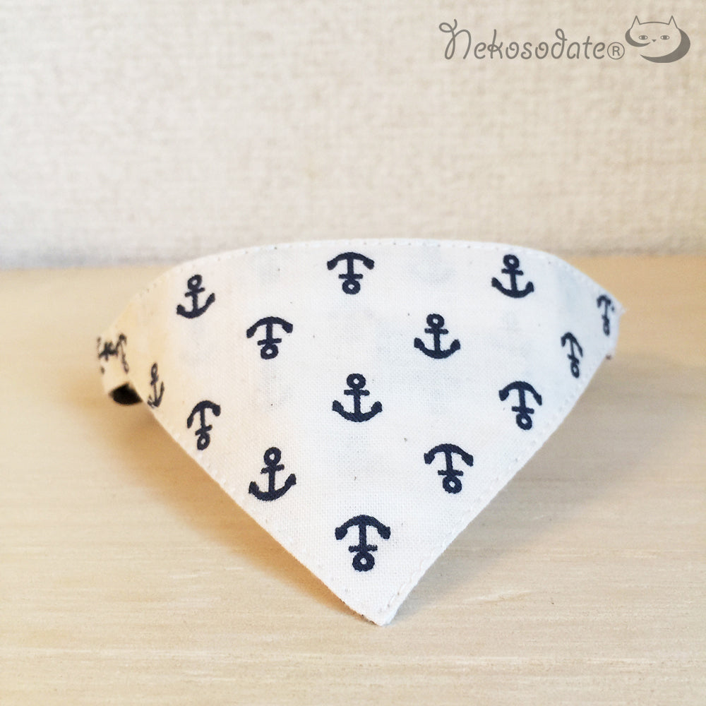 [Small marine pattern white] Serious collar, conspicuous bandana style / selectable adjuster cat collar