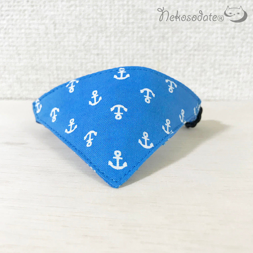 [Small marine pattern blue] Serious collar, conspicuous bandana style / selectable adjuster cat collar