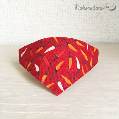 [Red pepper pattern] Serious collar, conspicuous bandana style / selectable adjuster cat collar