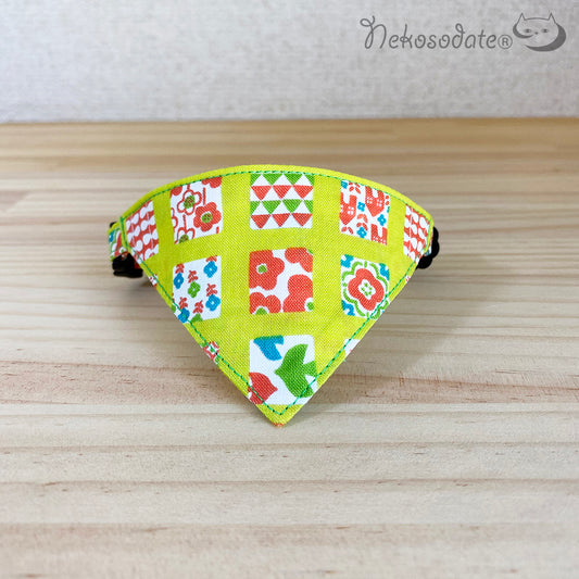 [Nordic Square Pattern] Serious Collar / Conspicuous Bandana Style / Selectable Adjuster Cat Collar