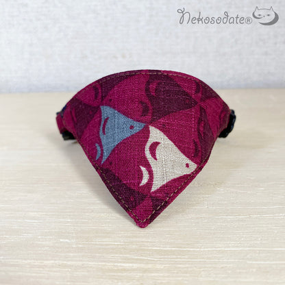 [Staggered pattern red] Serious collar, conspicuous bandana style / selectable adjuster cat collar