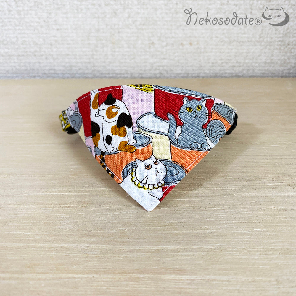 [Cat and cat can pattern pink] Serious collar, conspicuous bandana style / selectable adjuster cat collar
