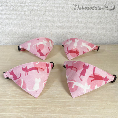 [Symbolic cat pattern pink] Serious collar, conspicuous bandana style / selectable adjuster cat collar
