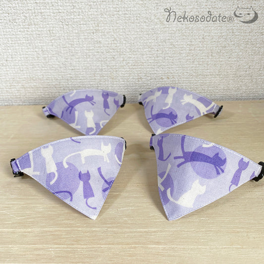 [Symbolic cat pattern purple] Serious collar, conspicuous bandana style / selectable adjuster cat collar