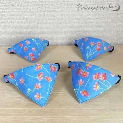 [Cosmos pattern blue] Serious collar, conspicuous bandana style / selectable adjuster cat collar
