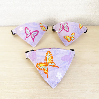 [Purple with a butterfly fountain] Serious collar, conspicuous bandana style / selectable adjuster cat collar