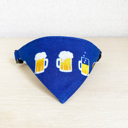 [Cheers with beer pattern navy] Serious collar, conspicuous bandana style / selectable adjuster cat collar