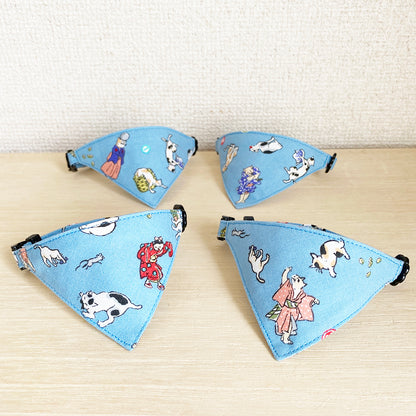 [Cat-dori pattern blue] Serious collar, conspicuous bandana style / selectable adjuster cat collar