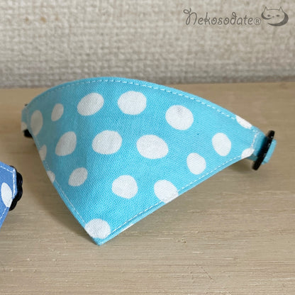 [Shower dot pattern light blue] Serious collar, conspicuous bandana style / selectable adjuster cat collar