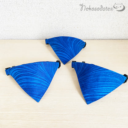 [Blue Marble Pattern] Serious Collar / Conspicuous Bandana Style / Selectable Adjuster Cat Collar