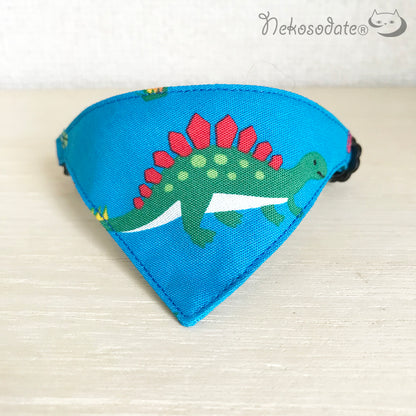 [Dinosaur pattern blue] Serious collar, conspicuous bandana style / selectable adjuster cat collar