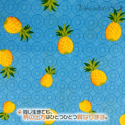 [Pineapple World Pattern Blue] Serious collar, conspicuous bandana style / selectable adjuster