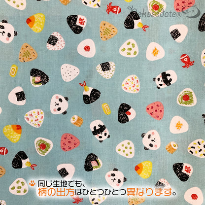 [Panda rice ball pattern blue] Serious collar, conspicuous bandana style / selectable adjuster