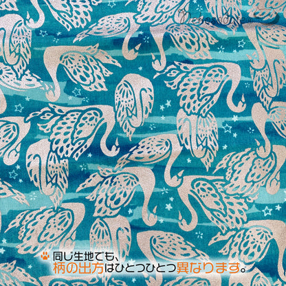 [Silver swan pattern blue] Serious collar, conspicuous bandana style / selectable adjuster