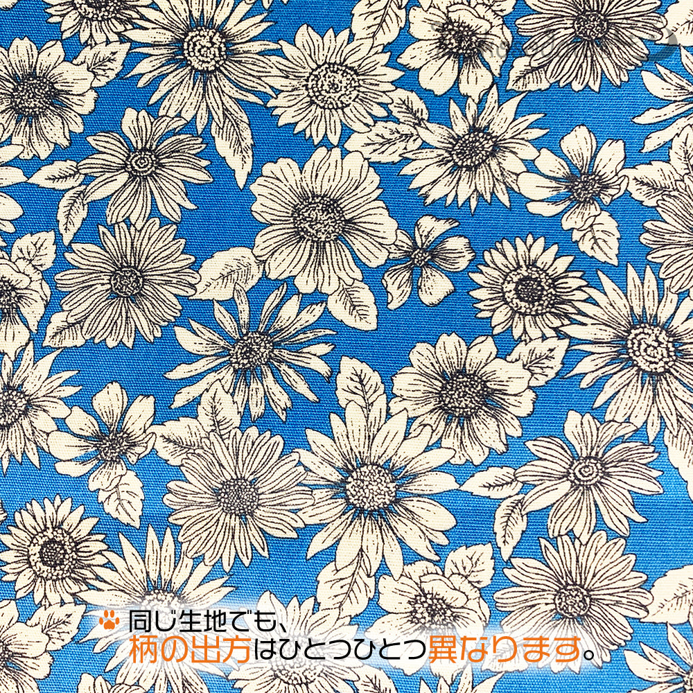 [Monochrome flower pattern blue] Serious collar, conspicuous bandana style / selectable adjuster