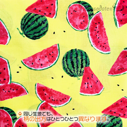 [Watermelon pattern drawn in the picture] Serious collar, conspicuous bandana style / selectable adjuster