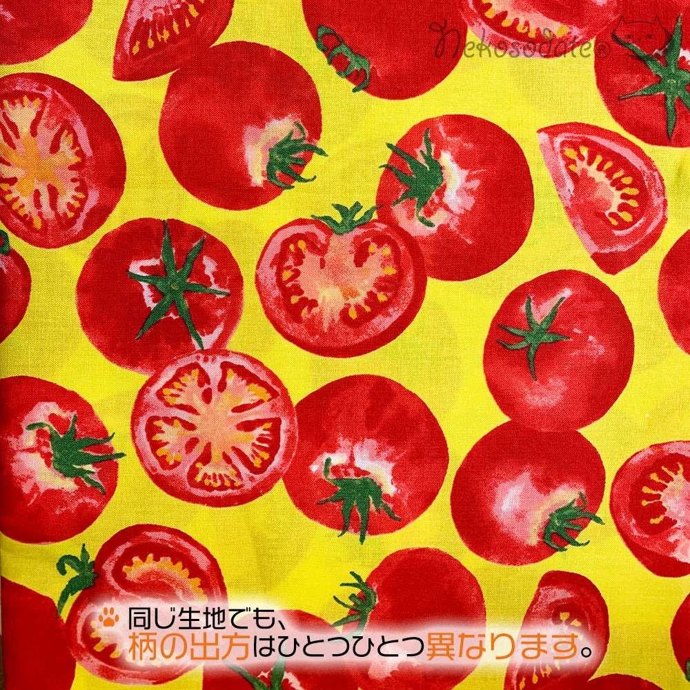 [Yellow tomato pattern drawn in the picture] Serious collar, conspicuous bandana style / selectable adjuster