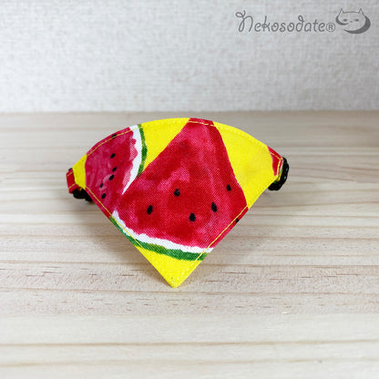 [Watermelon pattern drawn in the picture] Serious collar, conspicuous bandana style / selectable adjuster