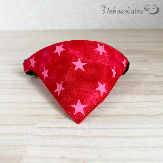 [Tie-dye star pattern red] Serious collar, conspicuous bandana style / selectable adjuster