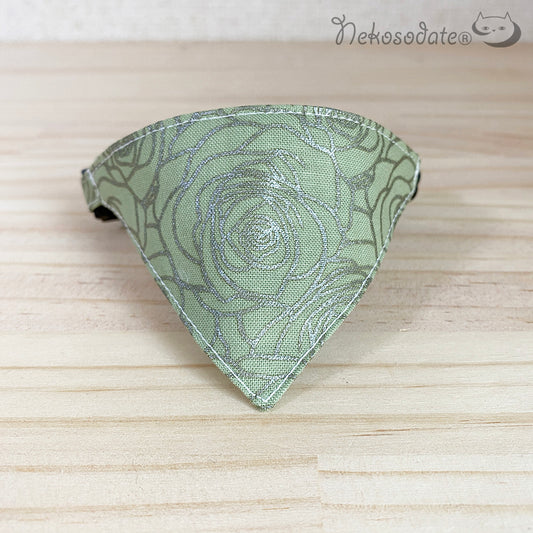 [Silver rose pattern] Serious collar, conspicuous bandana style / selectable adjuster