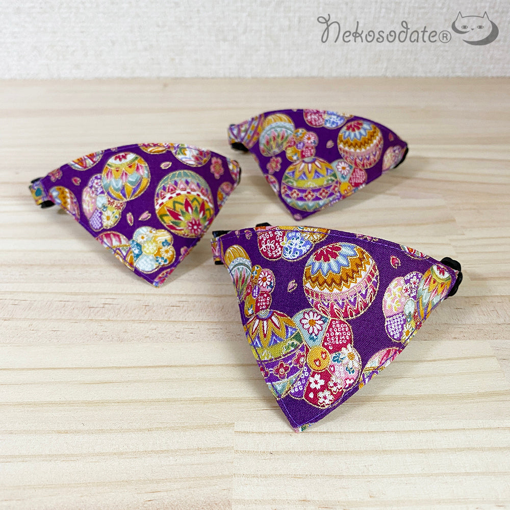 [Temari Sakura Pattern Purple] Serious collar, conspicuous bandana style / selectable adjuster