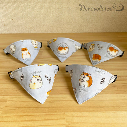 [Hamster Paradise Pattern Blue] Serious collar, conspicuous bandana style / selectable adjuster