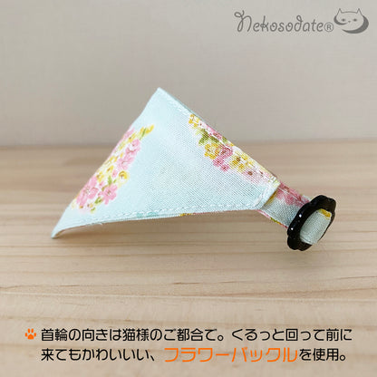 [Cat rose pattern] Serious collar, conspicuous bandana style / selectable adjuster