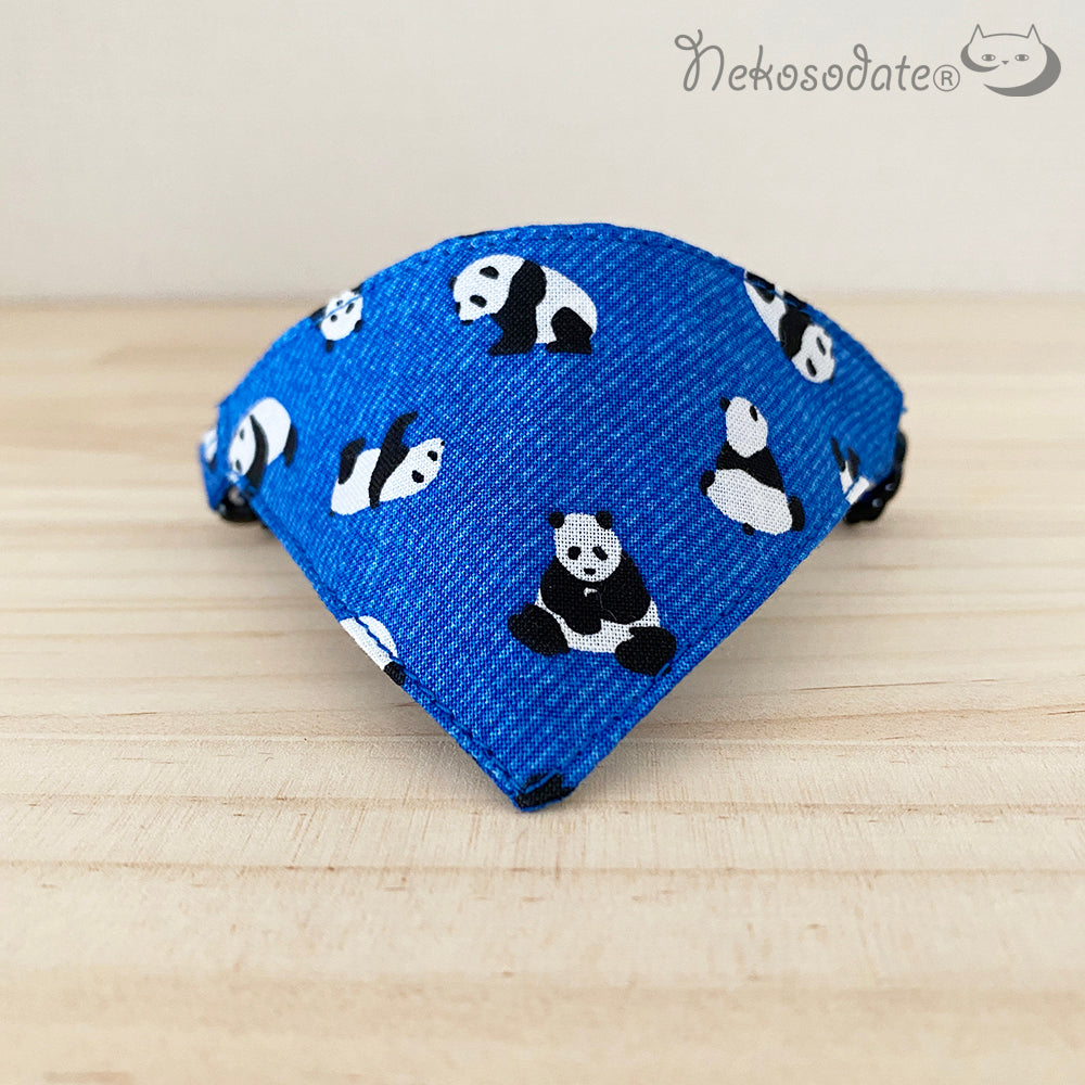 [Fabric panda pattern blue] Serious collar, conspicuous bandana style / selectable adjuster