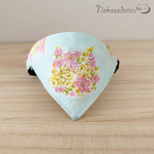 [Cat rose pattern] Serious collar, conspicuous bandana style / selectable adjuster