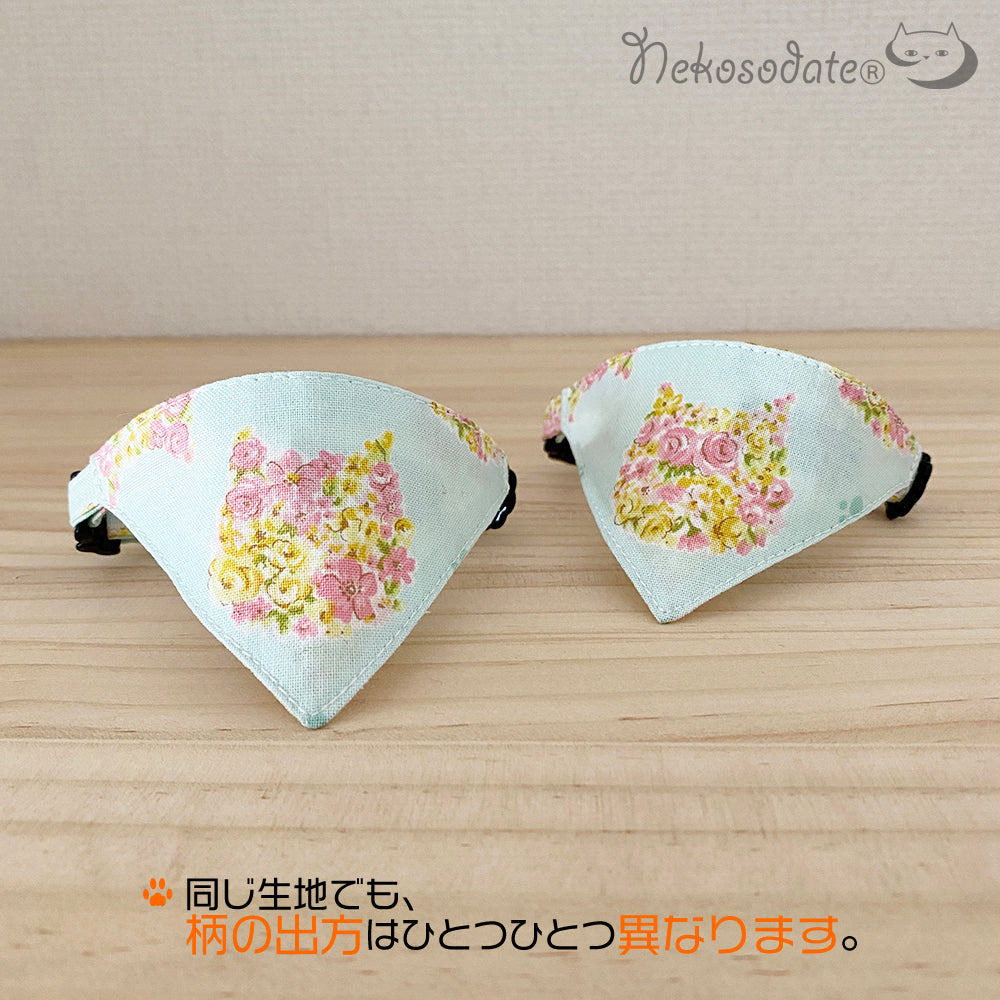 [Cat rose pattern] Serious collar, conspicuous bandana style / selectable adjuster