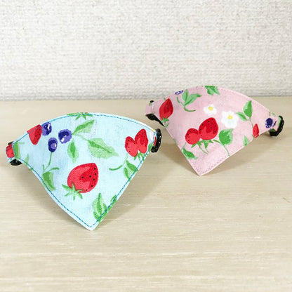 [Berry Berry Pattern Pink] Serious Collar / Conspicuous Bandana Style / Selectable Adjuster Cat Collar