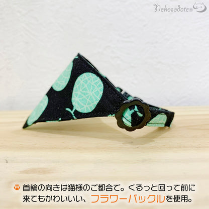 [Melon pattern black] Serious collar, conspicuous bandana style / selectable adjuster cat collar