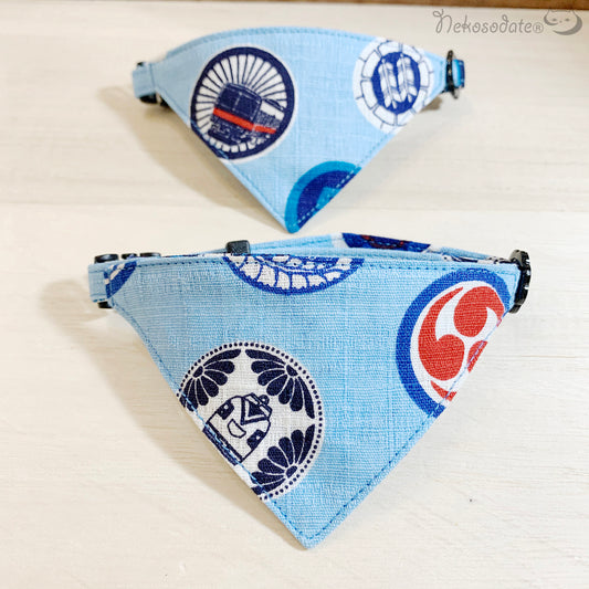 [Vehicle family crest blue] Serious collar, conspicuous bandana style / selectable adjuster cat collar