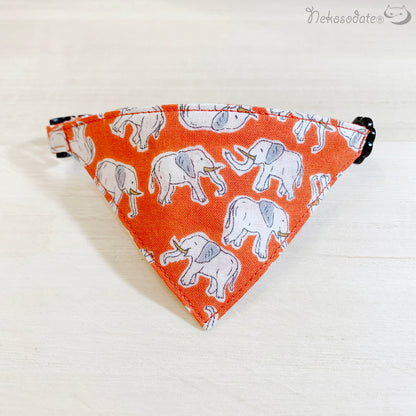 [Elephant pattern red] Serious collar, conspicuous bandana style / selectable adjuster cat collar