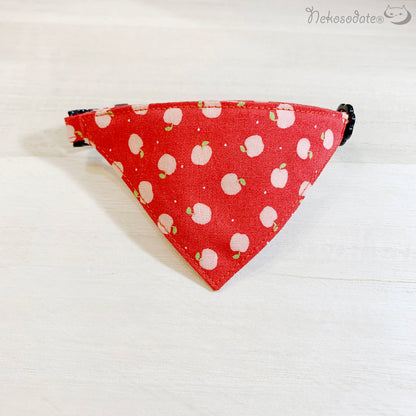 [Pinky Apple Pattern Red] Serious Collar / Conspicuous Bandana Style / Selectable Adjuster Cat Collar