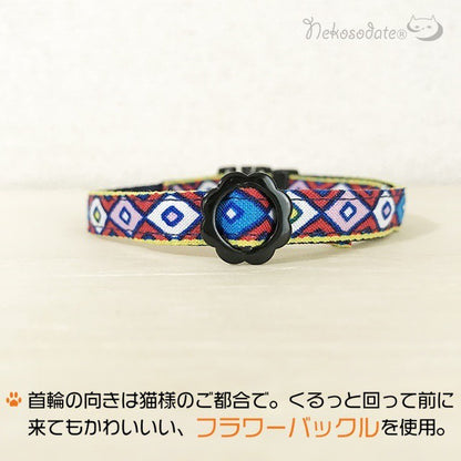 [Tyrolean tape pattern] Serious collar, conspicuous bandana style / selectable adjuster cat collar