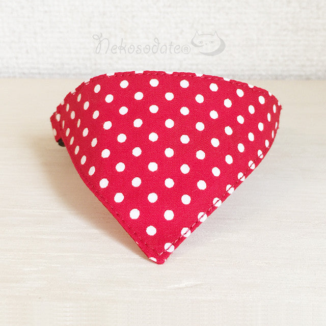 [Polka dot red] Serious collar, conspicuous bandana style / selectable adjuster cat collar