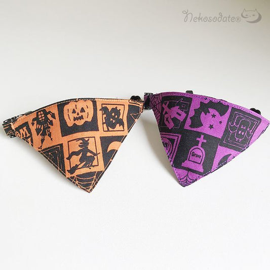 [Halloween window pattern purple] Serious collar, conspicuous bandana style / selectable adjuster cat collar