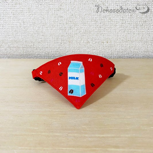 [Milk carton pattern red] Serious collar, conspicuous bandana style / selectable adjuster cat collar