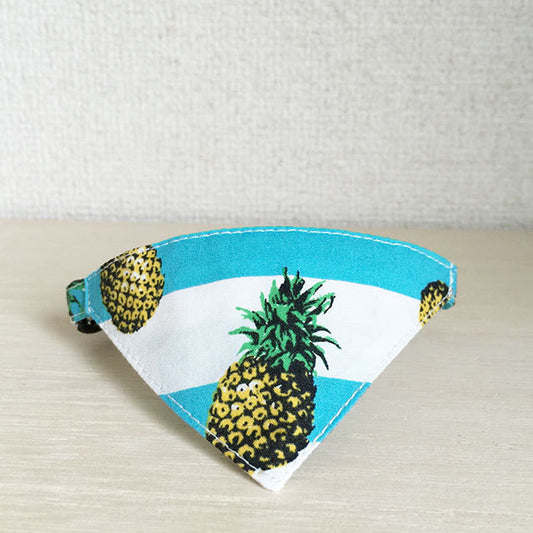 [Pineapple border pattern] Serious collar, conspicuous bandana style / selectable adjuster cat collar