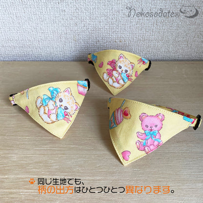 [Sweet Animals Pattern] Serious Collar / Conspicuous Bandana Style / Selectable Adjuster Cat Collar