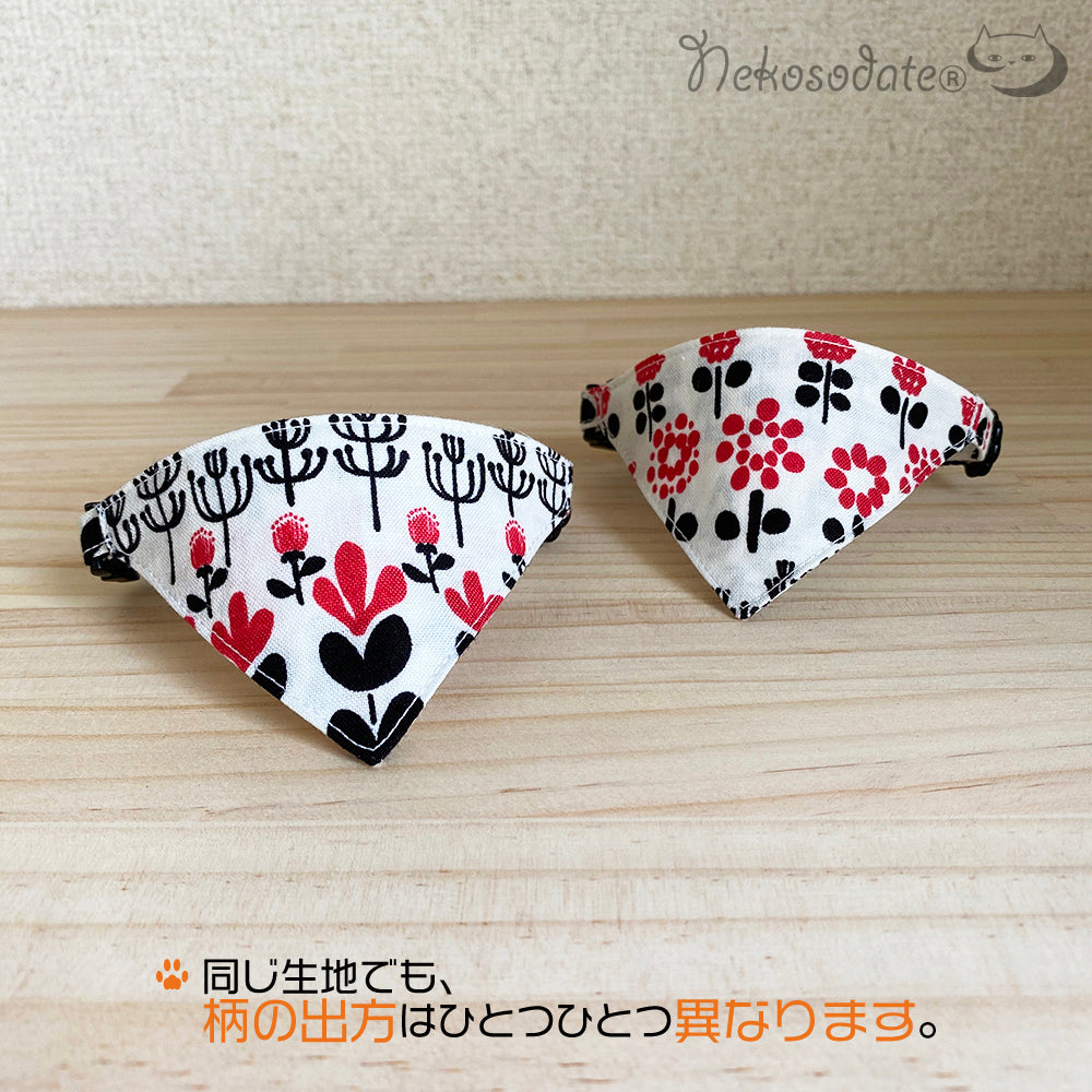 [Modern flower pattern] Serious collar, conspicuous bandana style / selectable adjuster cat collar
