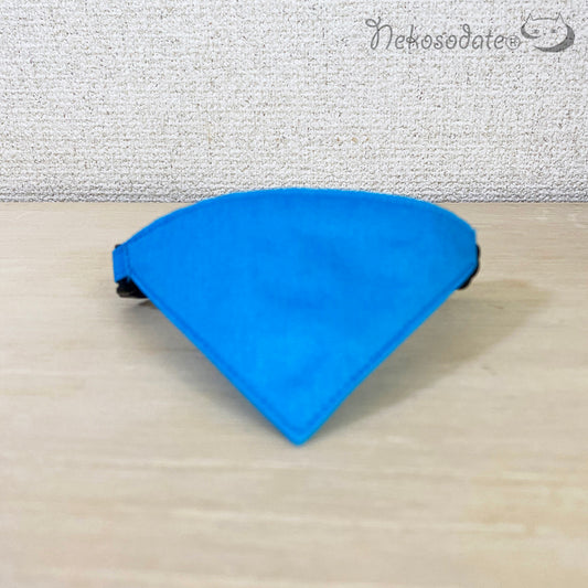 [Rainy day plain blue] Serious collar, conspicuous bandana style / selectable adjuster cat collar