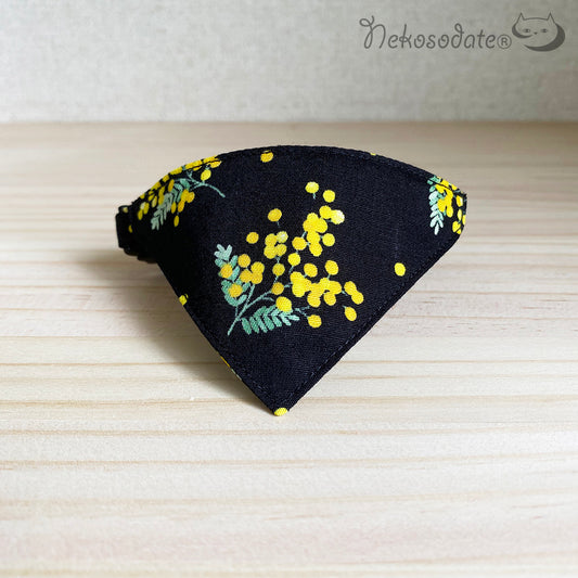 [Mimosa pattern black] Serious collar, conspicuous bandana style / selectable adjuster cat collar